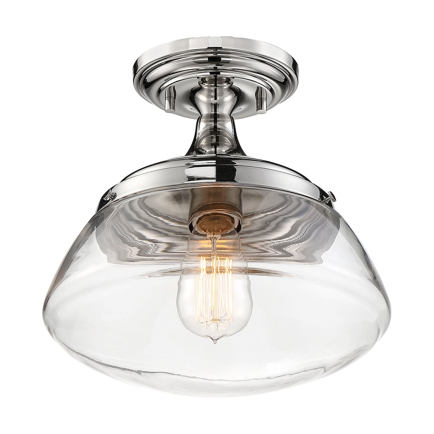 Nuvo Lighting - 60-6798 - One Light Semi Flush Mount - Kew - Polished Nickel / Clear Glass