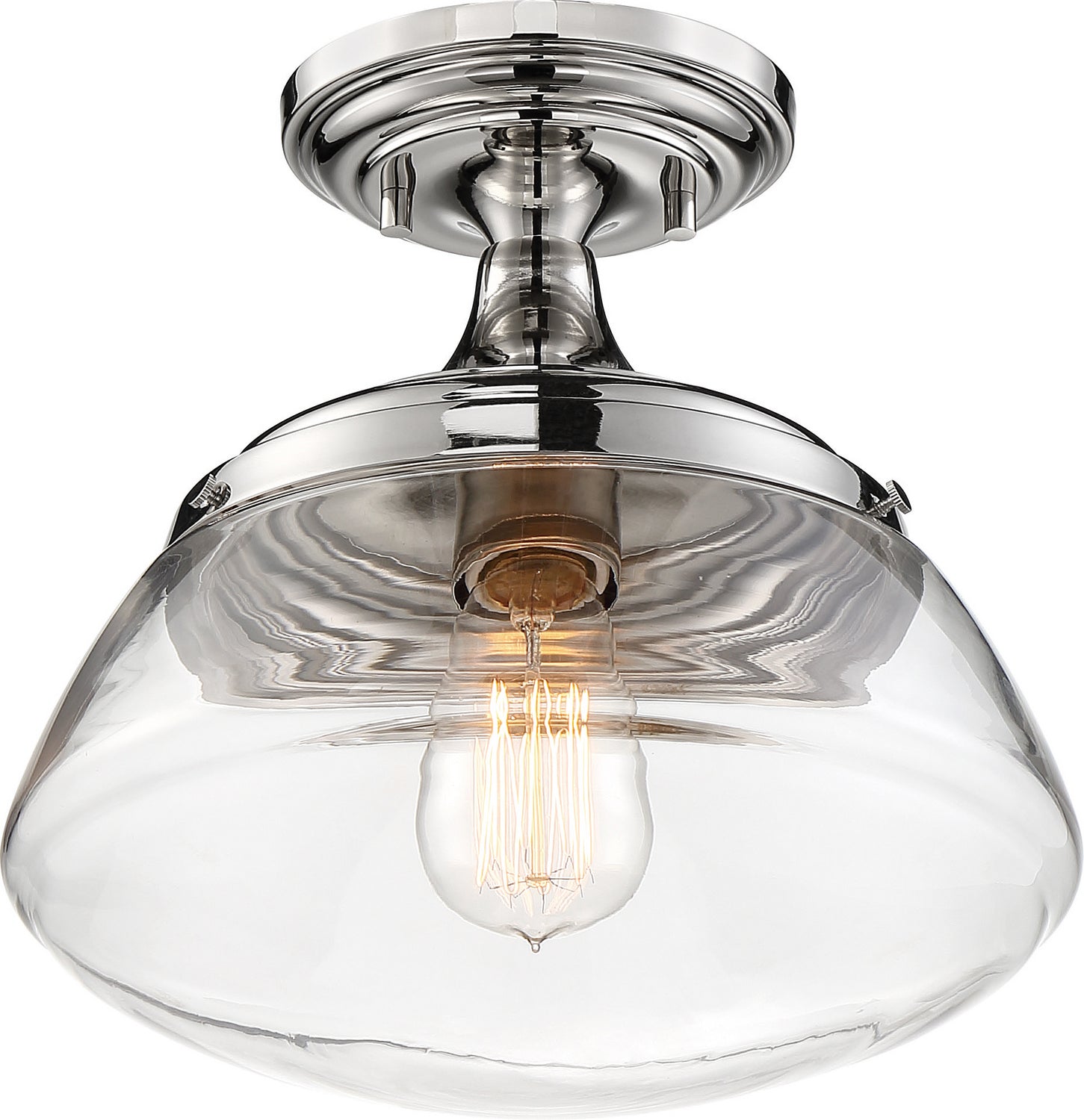 Nuvo Lighting - 60-6798 - One Light Semi Flush Mount - Kew - Polished Nickel / Clear Glass