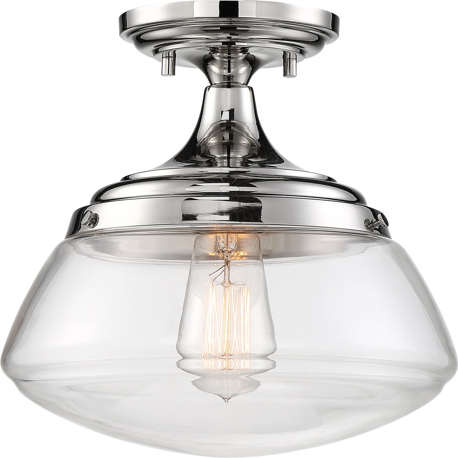 Nuvo Lighting - 60-6798 - One Light Semi Flush Mount - Kew - Polished Nickel / Clear Glass