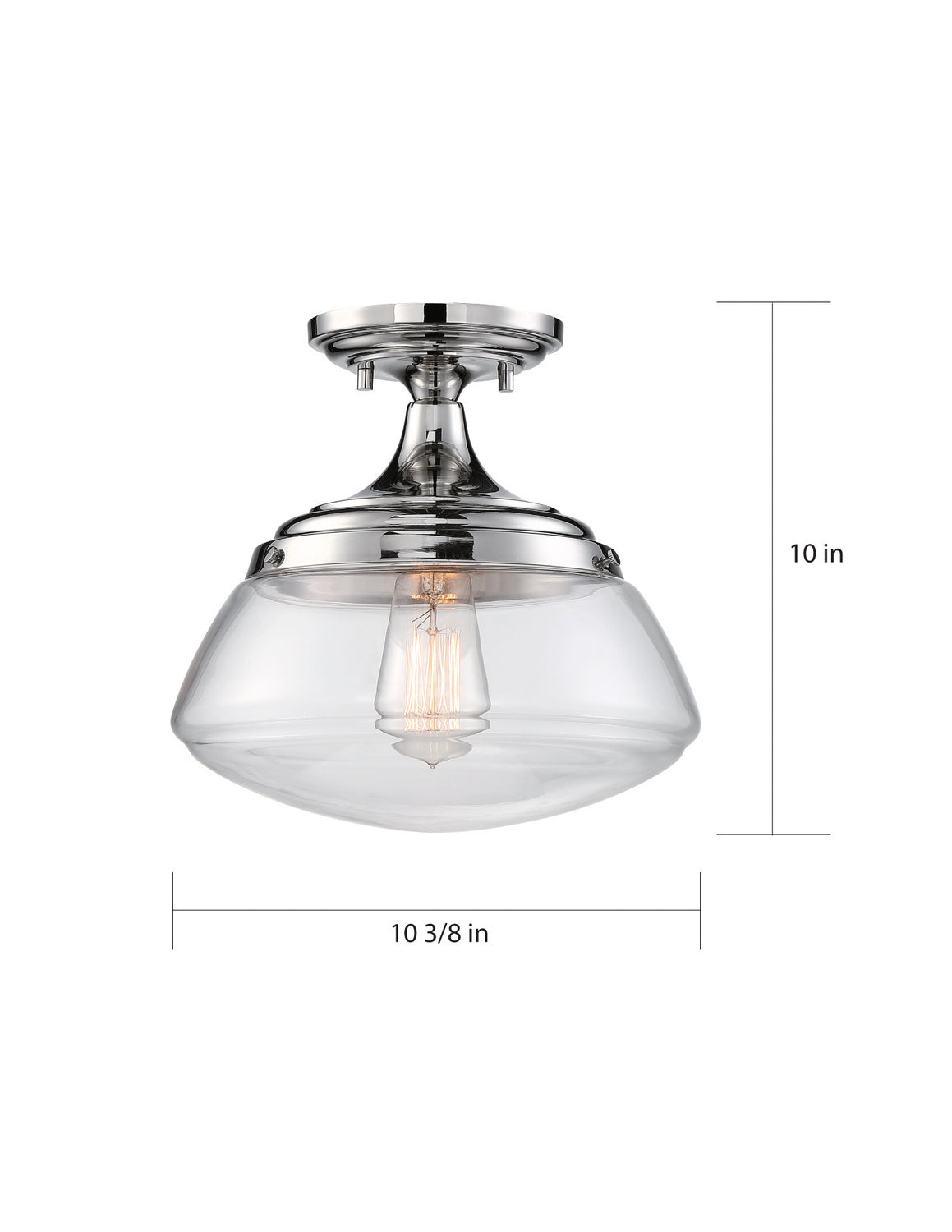 Nuvo Lighting - 60-6798 - One Light Semi Flush Mount - Kew - Polished Nickel / Clear Glass