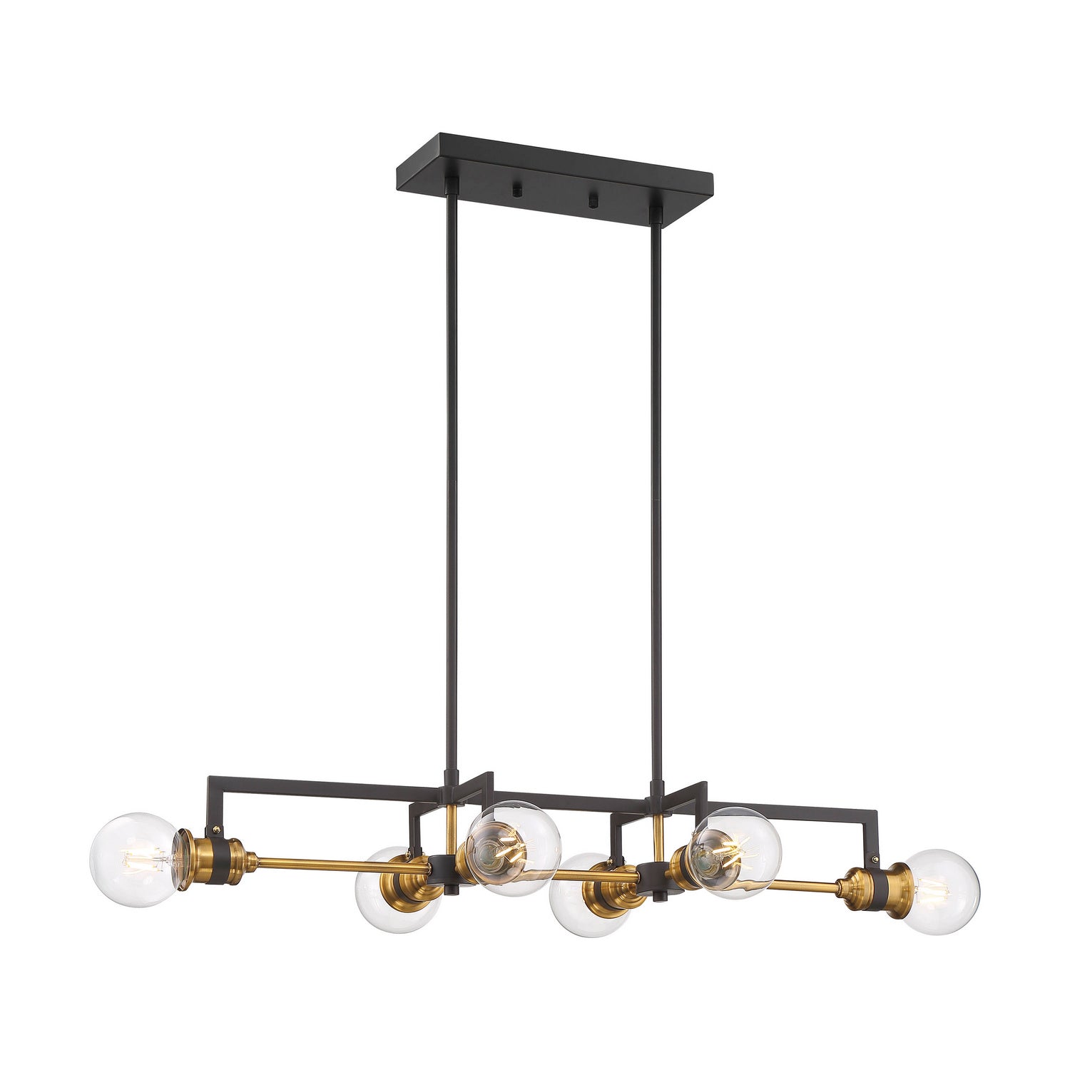 Nuvo Lighting - 60-6977 - Six Light Island Pendant - Intention - Warm Brass / Black