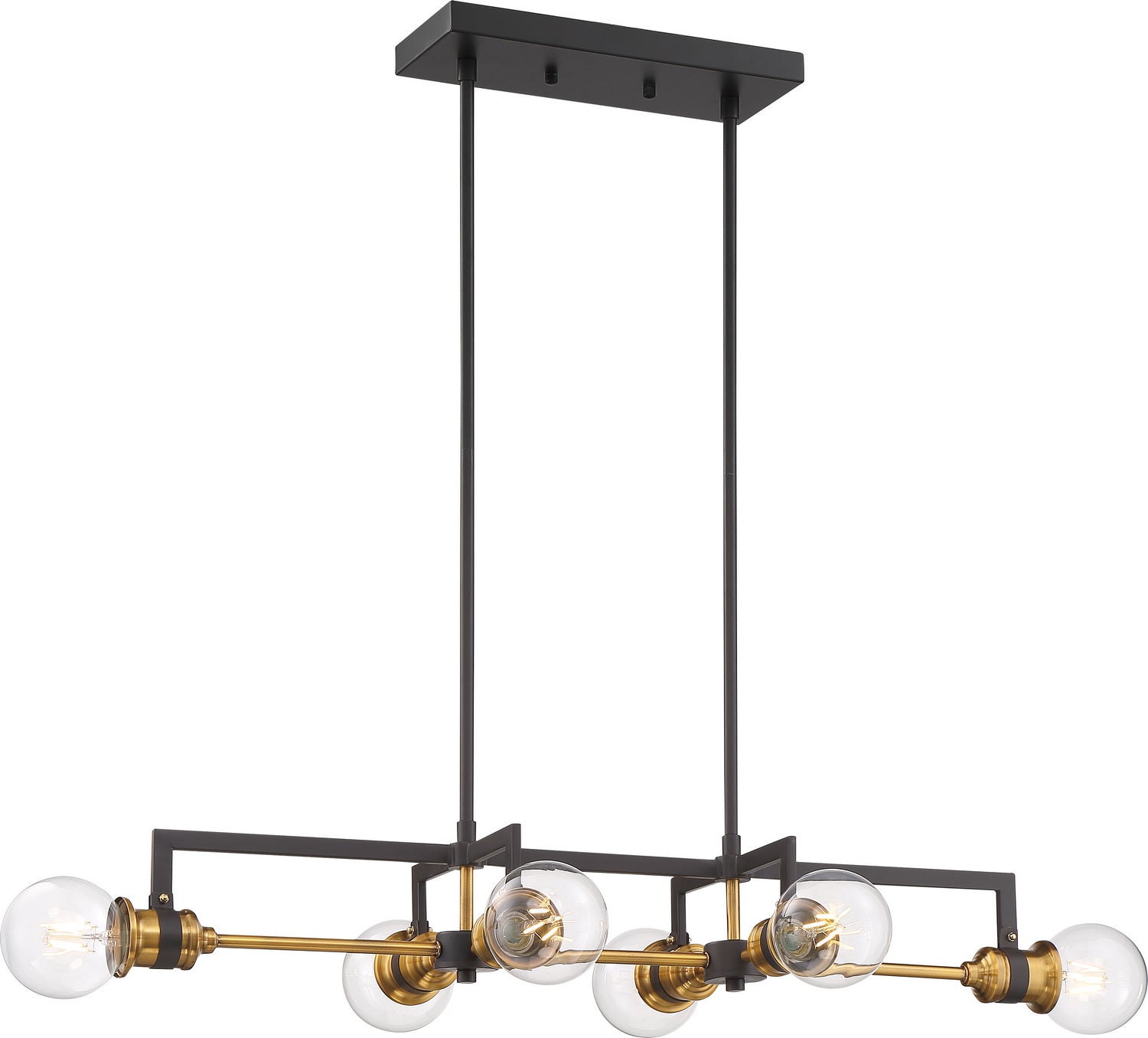 Nuvo Lighting - 60-6977 - Six Light Island Pendant - Intention - Warm Brass / Black