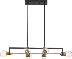 Nuvo Lighting - 60-6977 - Six Light Island Pendant - Intention - Warm Brass / Black