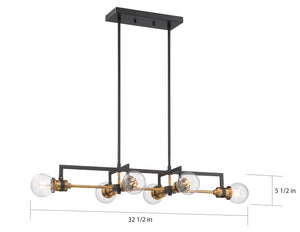 Nuvo Lighting - 60-6977 - Six Light Island Pendant - Intention - Warm Brass / Black