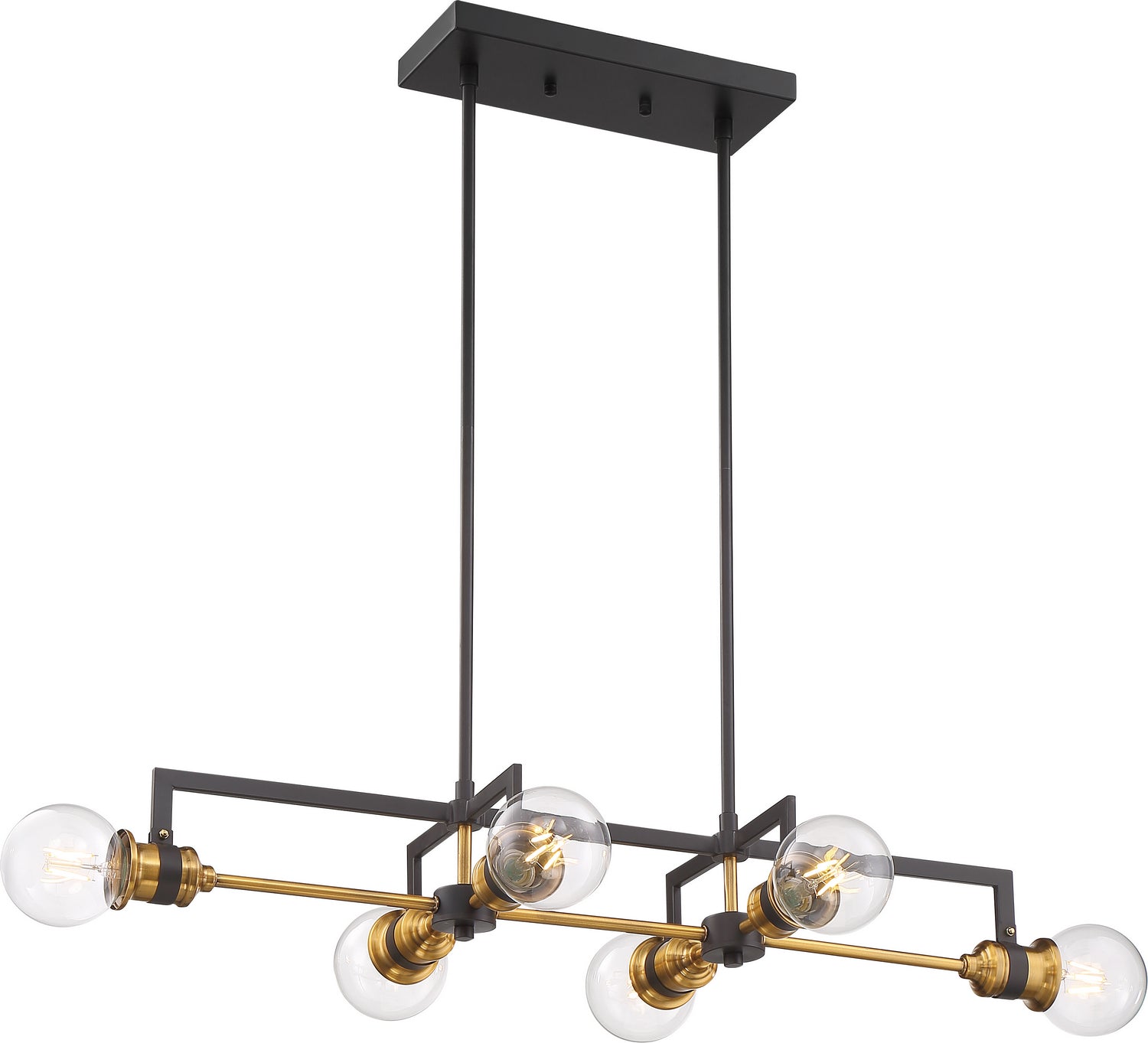 Nuvo Lighting - 60-6977 - Six Light Island Pendant - Intention - Warm Brass / Black