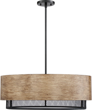 Nuvo Lighting - 60-6980 - Five Light Pendant - Barrique - Black / Honey Wood