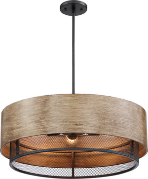 Nuvo Lighting - 60-6980 - Five Light Pendant - Barrique - Black / Honey Wood