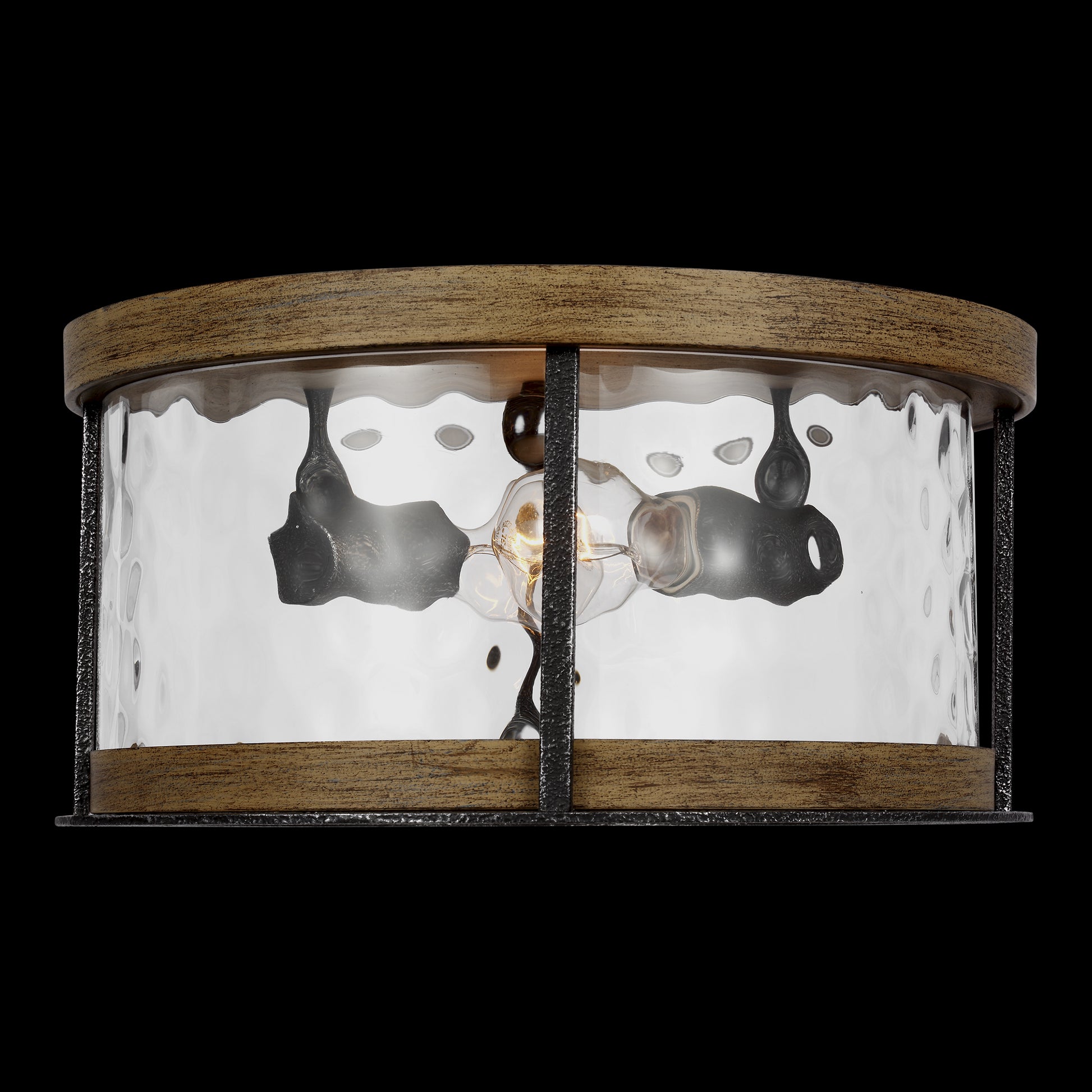 Visual Comfort Studio - FM530DWK/SGM - Two Light Flush Mount - Angelo - Distressed Weathered Oak / Slate Grey Metal