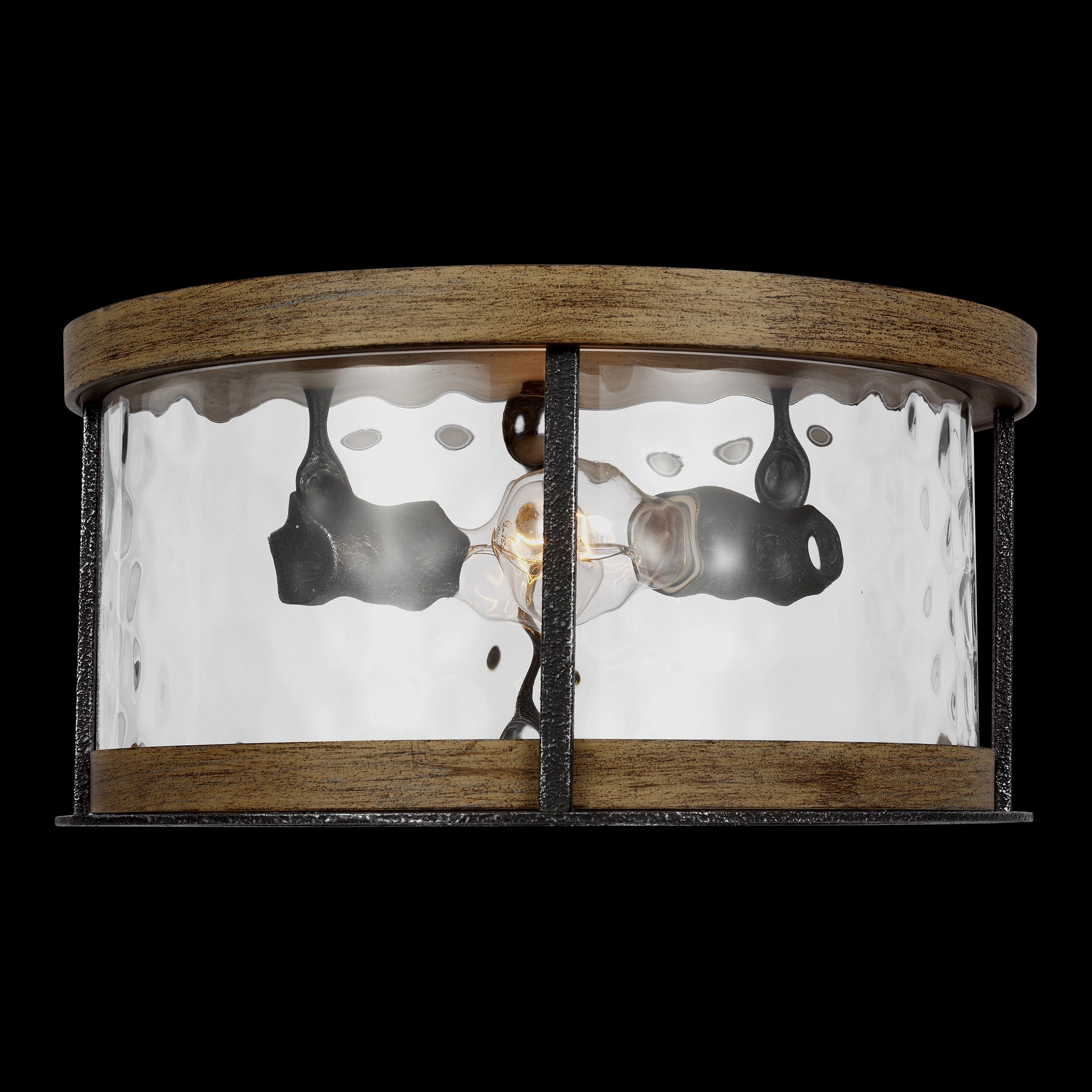 Visual Comfort Studio - FM530DWK/SGM - Two Light Flush Mount - Angelo - Distressed Weathered Oak / Slate Grey Metal