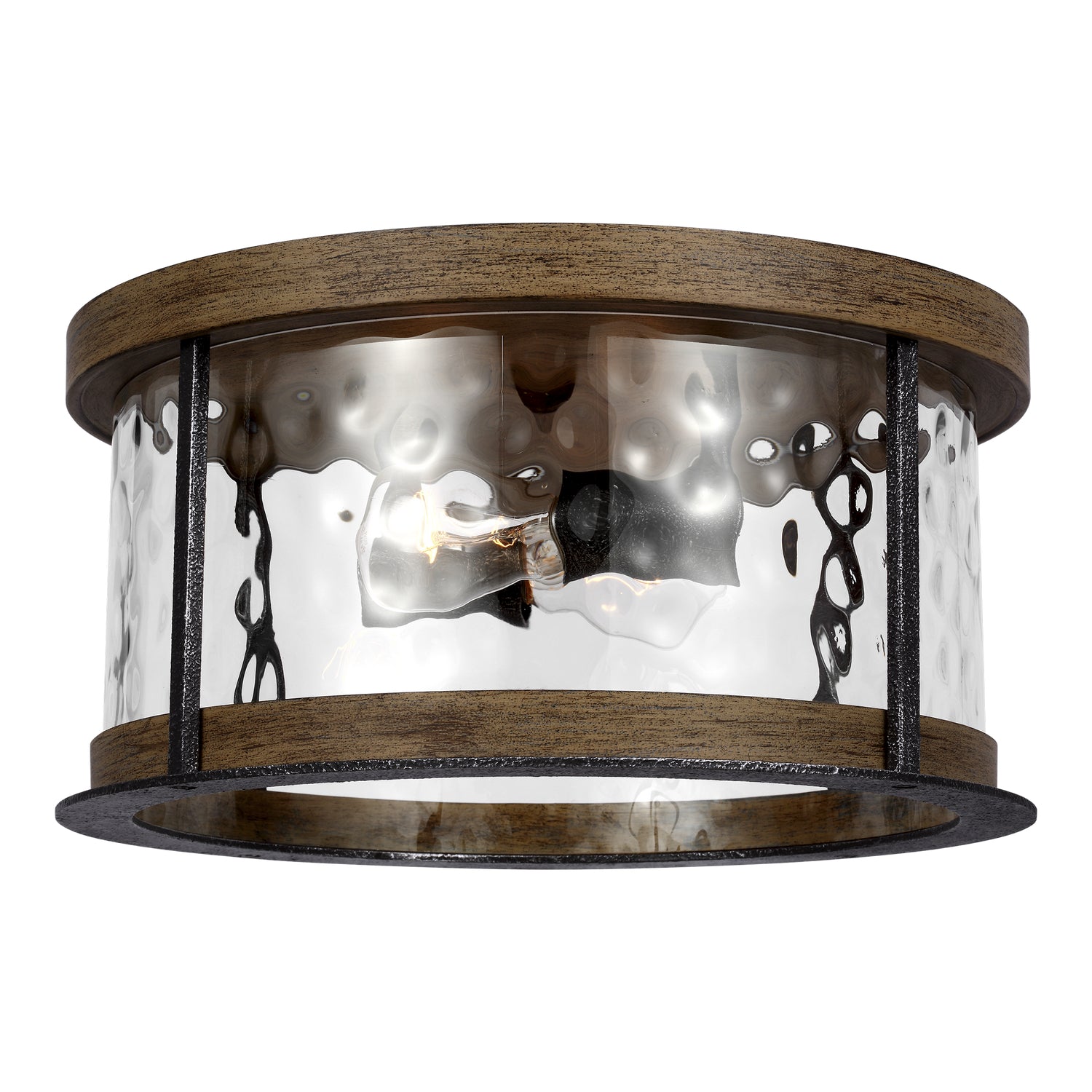 Visual Comfort Studio - FM530DWK/SGM - Two Light Flush Mount - Angelo - Distressed Weathered Oak / Slate Grey Metal