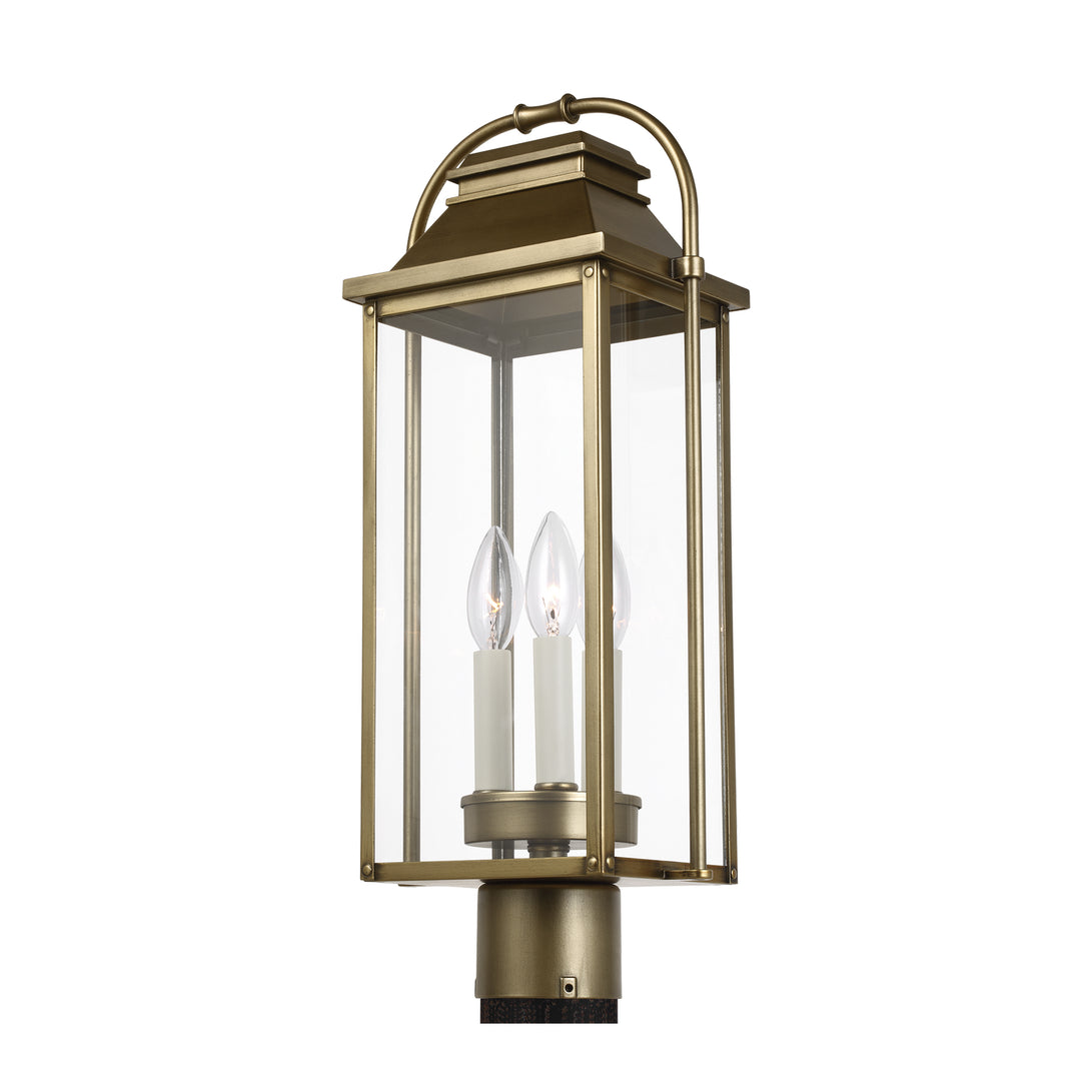 Visual Comfort Studio - OL13207PDB - Three Light Post Lantern - Wellsworth - Painted Distressed Brass