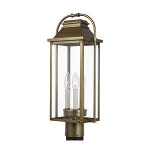 Visual Comfort Studio - OL13207PDB - Three Light Post Lantern - Wellsworth - Painted Distressed Brass