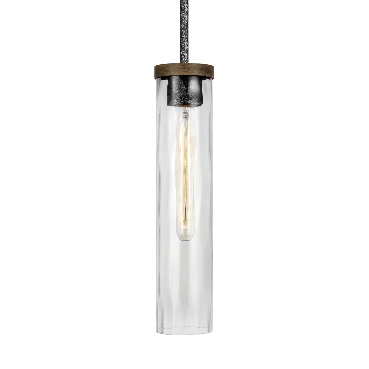 Visual Comfort Studio - P1510DWK/SGM - One Light Pendant - Angelo - Distressed Weathered Oak / Slate Grey Metal