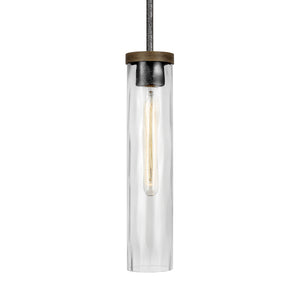 Visual Comfort Studio - P1510DWK/SGM - One Light Pendant - Angelo - Distressed Weathered Oak / Slate Grey Metal