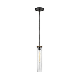 Visual Comfort Studio - P1510DWK/SGM - One Light Pendant - Angelo - Distressed Weathered Oak / Slate Grey Metal