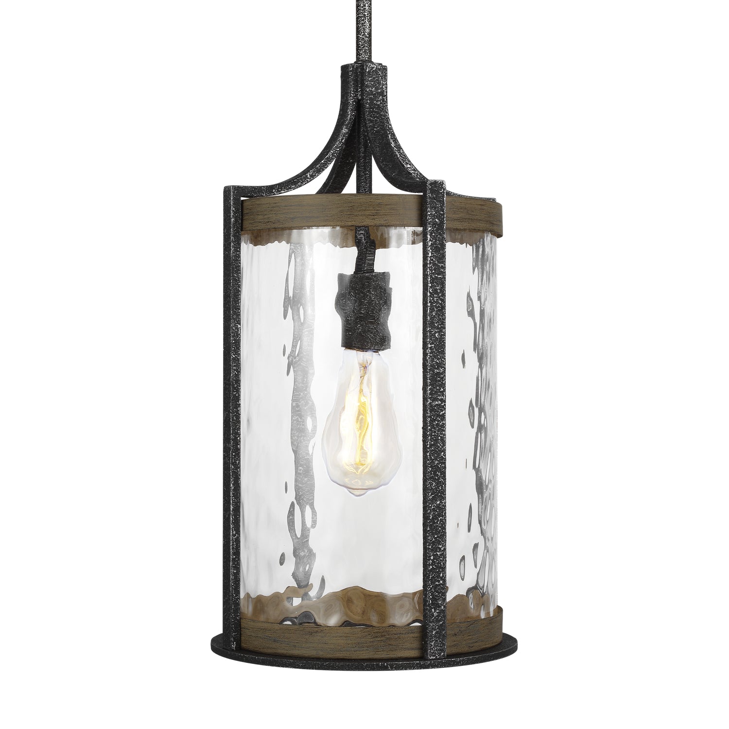 Visual Comfort Studio - P1511DWK/SGM - One Light Pendant - Angelo - Distressed Weathered Oak / Slate Grey Metal