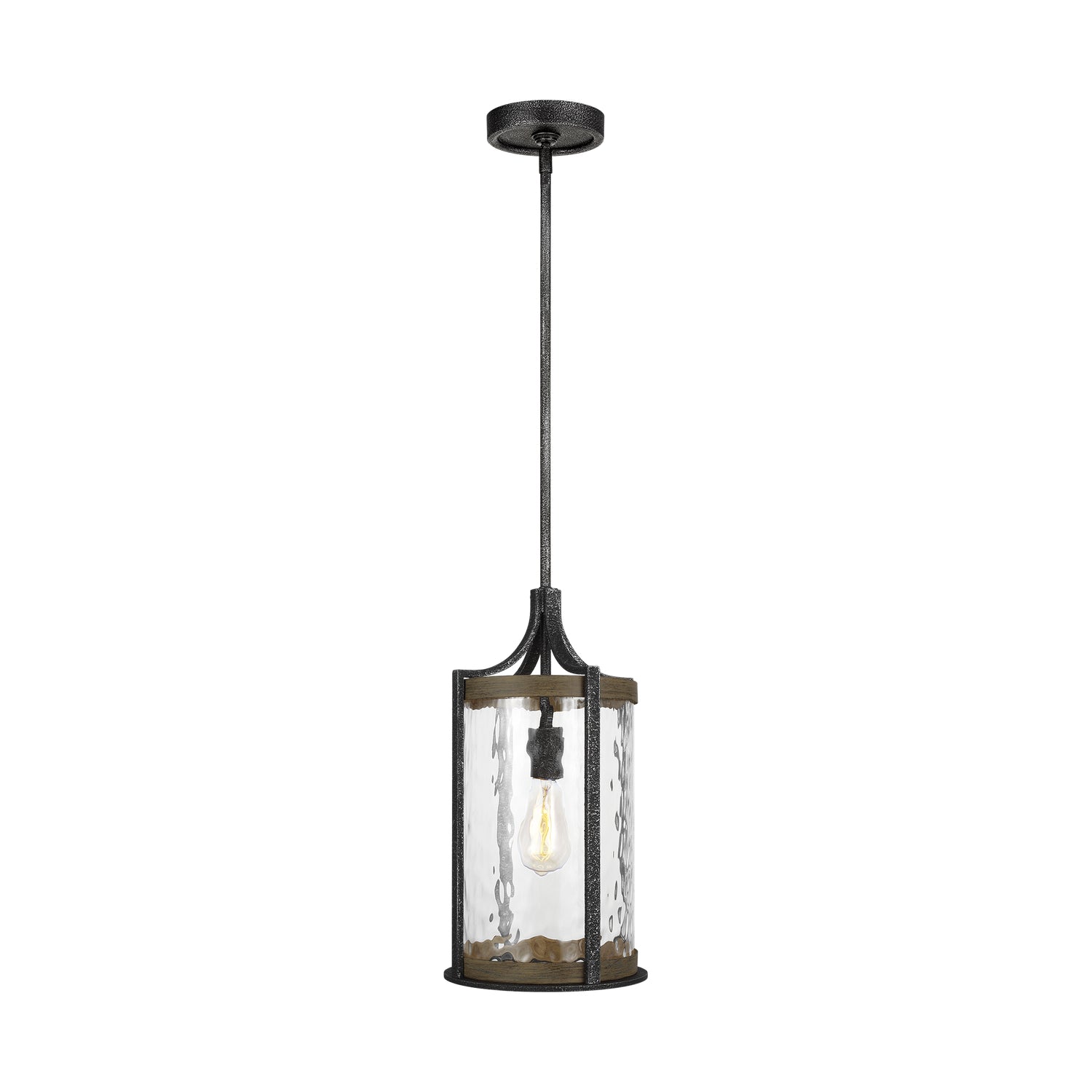 Visual Comfort Studio - P1511DWK/SGM - One Light Pendant - Angelo - Distressed Weathered Oak / Slate Grey Metal