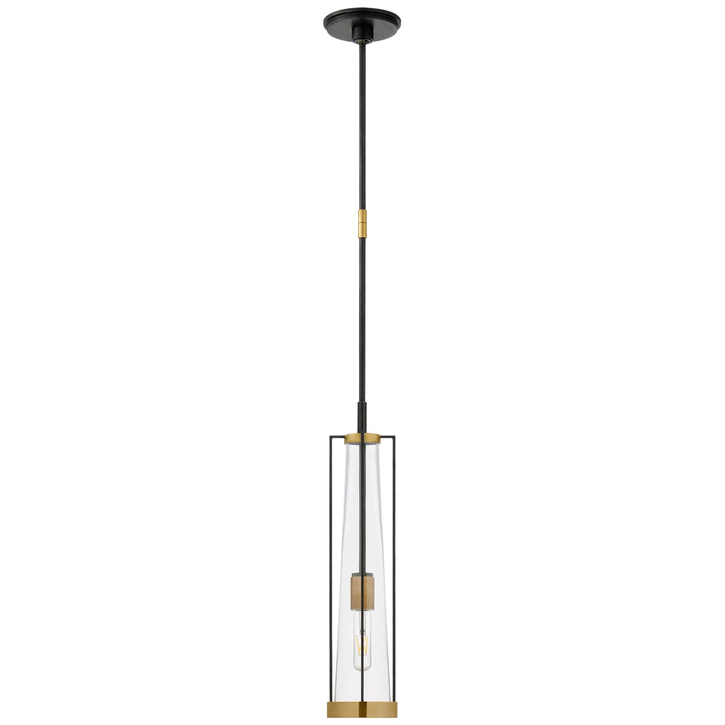 Visual Comfort Signature - TOB 5276BZ/HAB-CG - One Light Pendant - Calix - Bronze and Brass