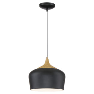 Access - 52057LEDDLP-BL/WGN - LED Pendant - Blend - Black with Wood Grain