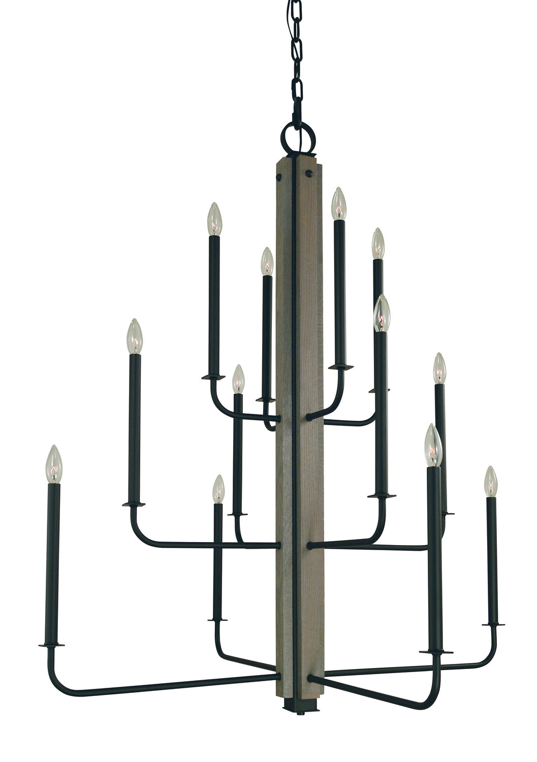 Framburg - 5412 MBLACK - 12 Light Foyer Chandelier - Loft - Matte Black