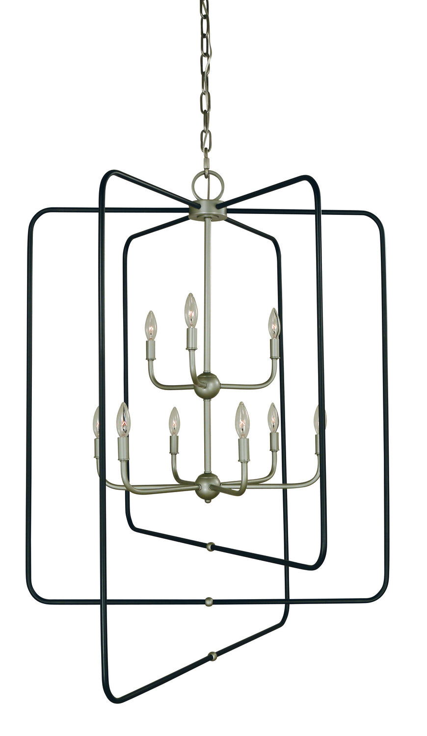 Framburg - 5429 SP/MBLACK - Nine Light Foyer Chandelier - Montrose - Satin Pewter With Matte Black