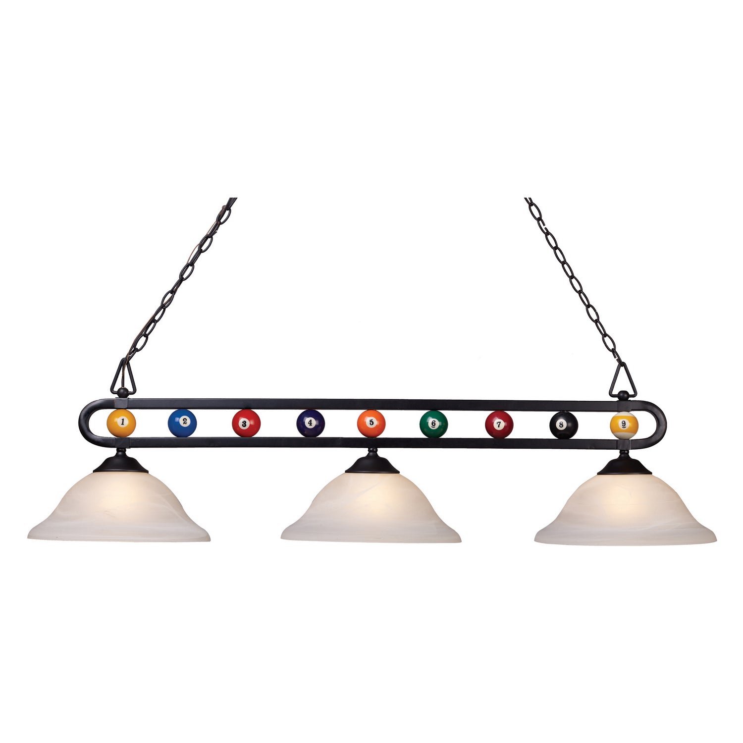 ELK Home - BIS9300 - Three Light Linear Chandelier - Billiard Motif - Matte Black