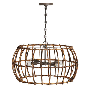 Capital Lighting - 335742BY - Four Light Pendant - Sanibel - Blazed Rattan and Nordic Grey