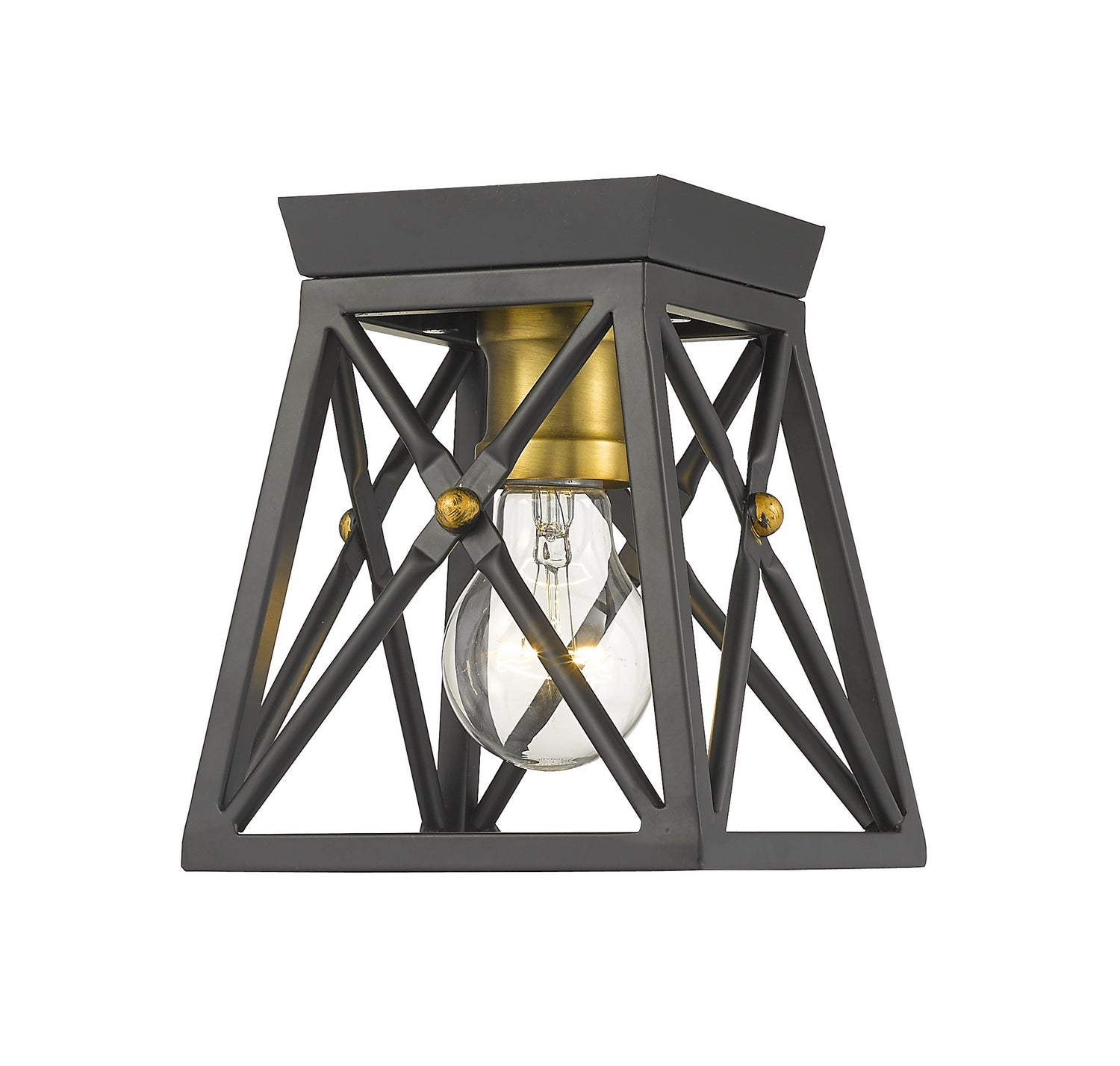 Z-Lite - 447F1-MB-OBR - One Light Flush Mount - Trestle - Matte Black / Olde Brass