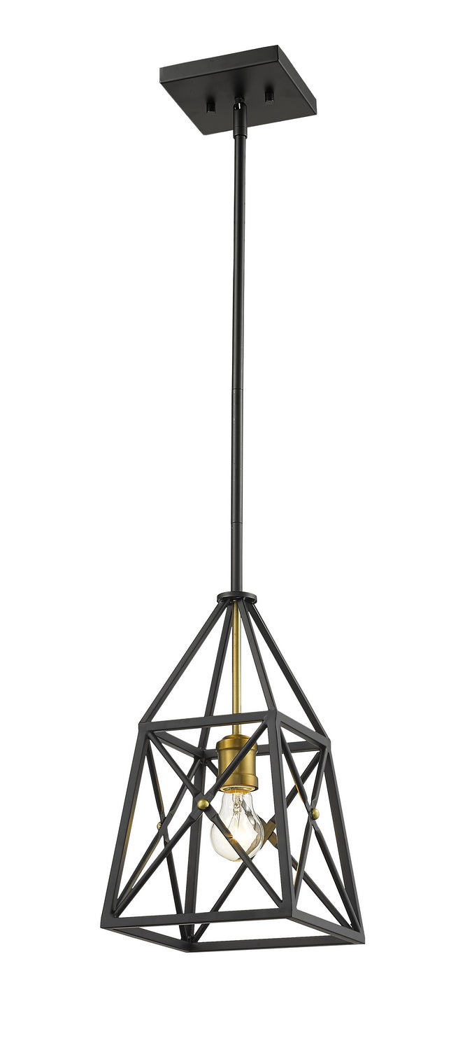 Z-Lite - 447MP-MB-OBR - One Light Pendant - Trestle - Matte Black + Olde Brass