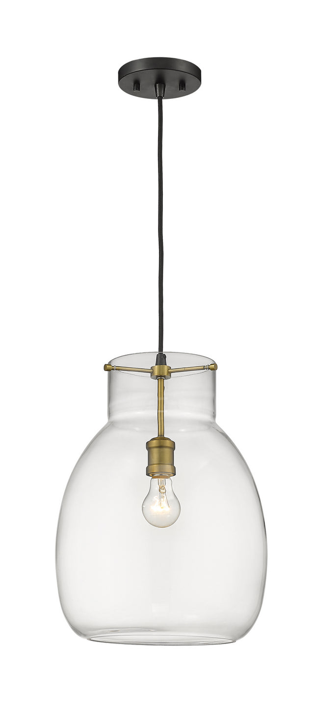 Z-Lite - 476P-MB-OBR - One Light Pendant - Bella - Matte Black + Olde Brass