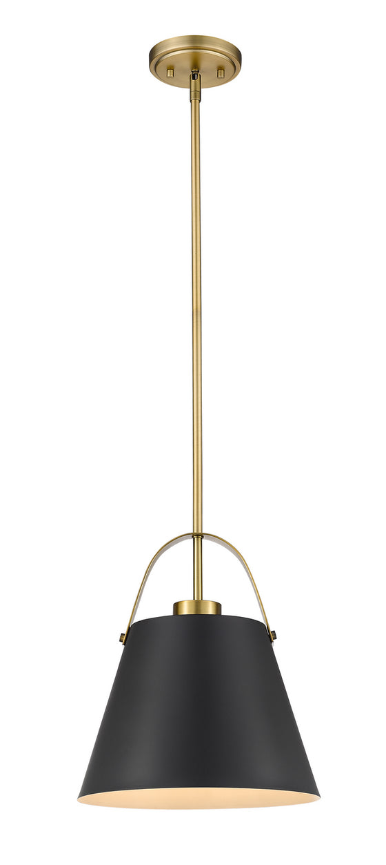 Z-Lite - 726P-MB+HBR - One Light Pendant - Z-Studio - Matte Black + Heritage Brass