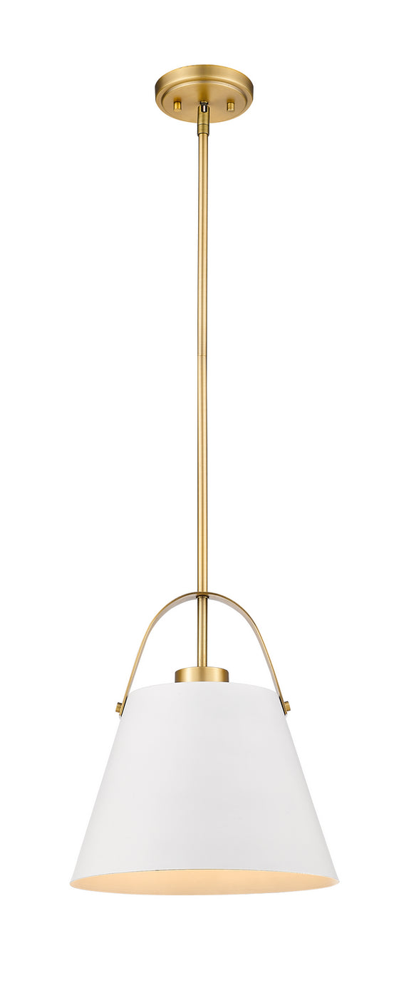 Z-Lite - 726P-MW+HBR - One Light Pendant - Z-Studio - Matte White + Heritage Brass