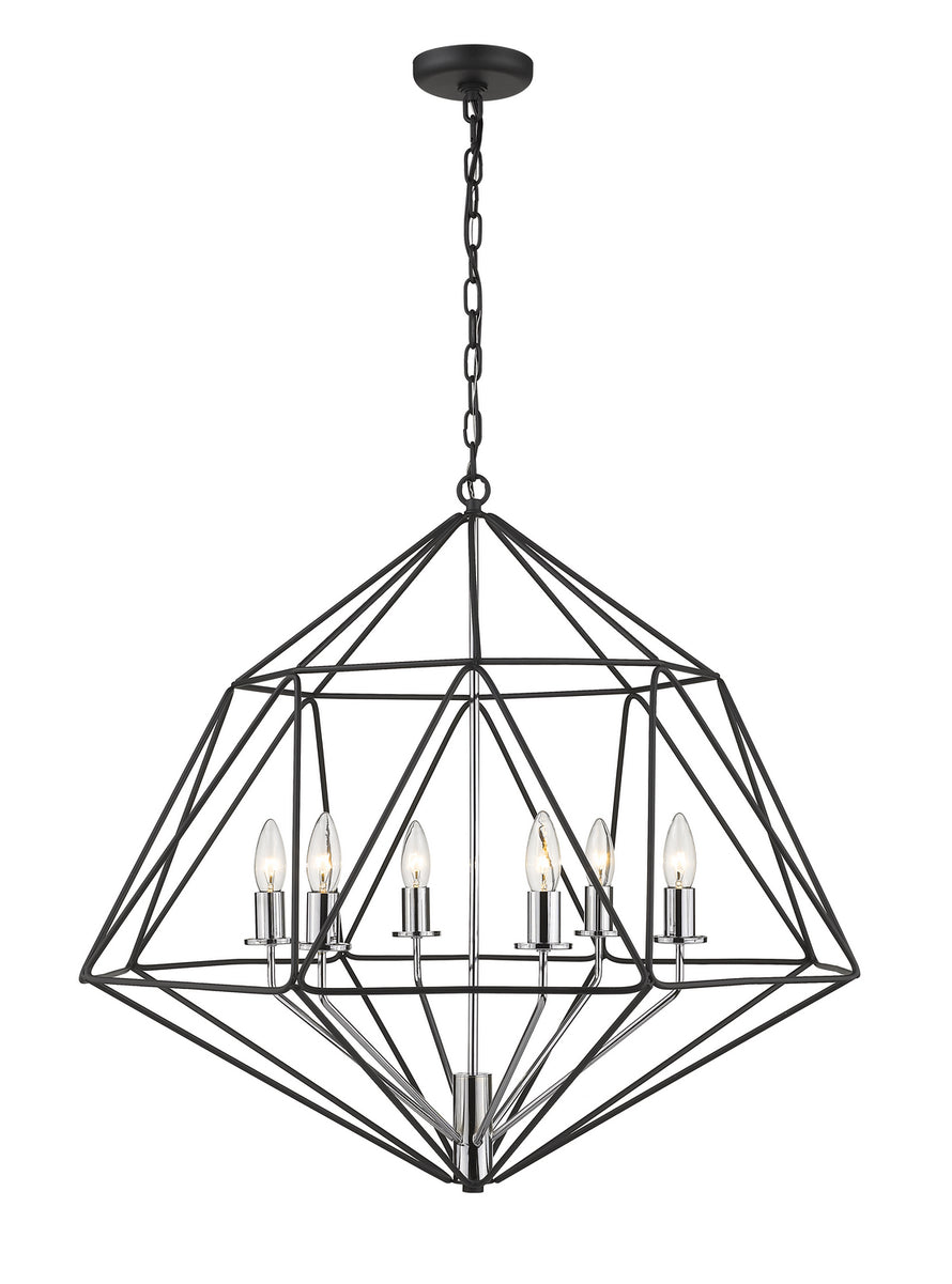 Z-Lite - 918-30MB-CH - Six Light Chandelier - Geo - Matte Black + Chrome