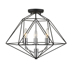 Z-Lite - 918SF-MB-CH - Three Light Semi Flush Mount - Geo - Matte Black + Chrome