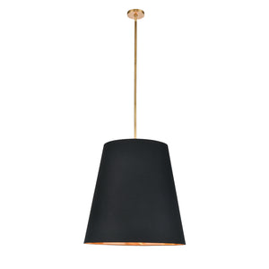 Alora - PD311025VBBG - Three Light Pendant - Calor - Black Linen With Gold Parchment/Vintage Brass