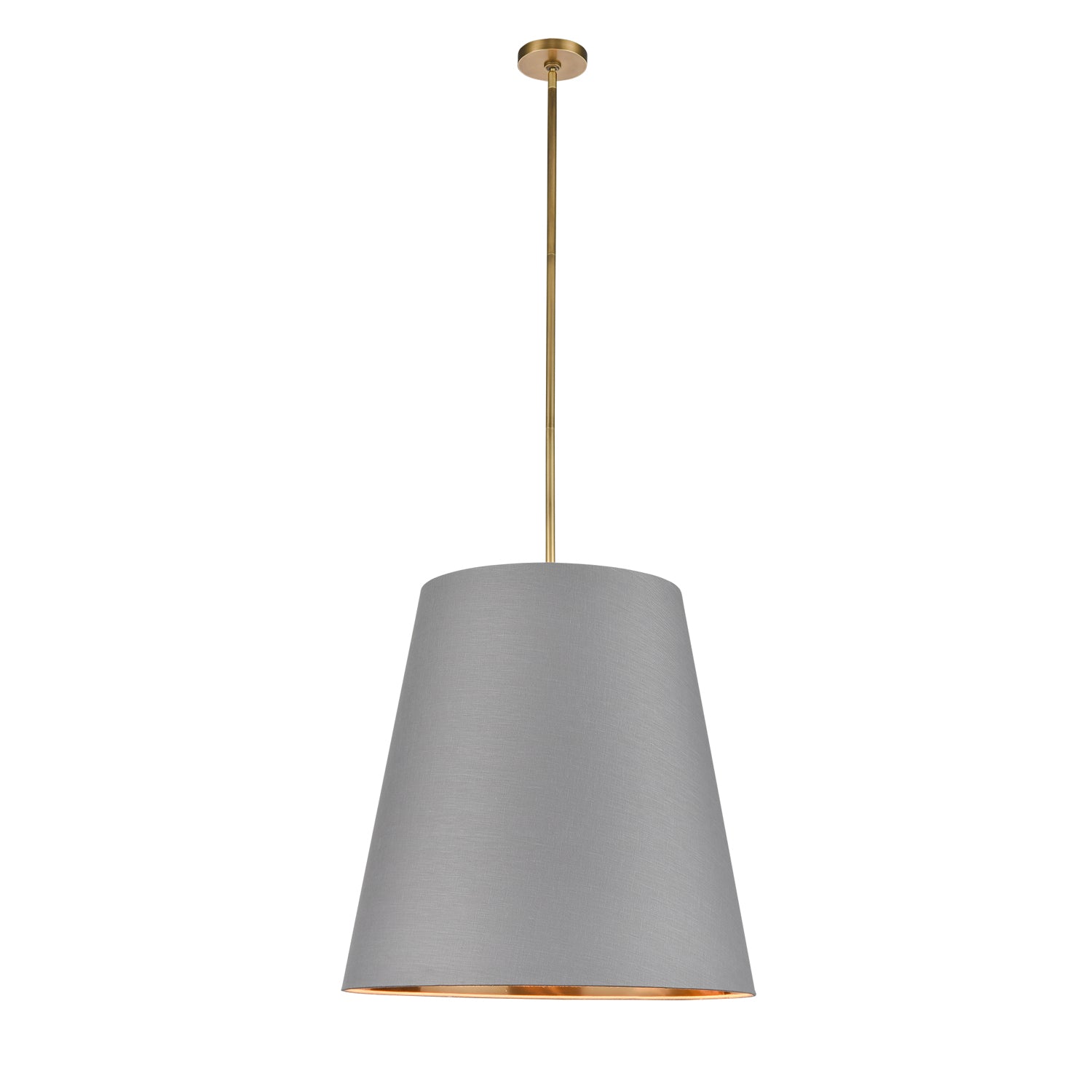 Alora - PD311025VBGG - Three Light Pendant - Calor - Gray Linen With Gold Parchment/Vintage Brass