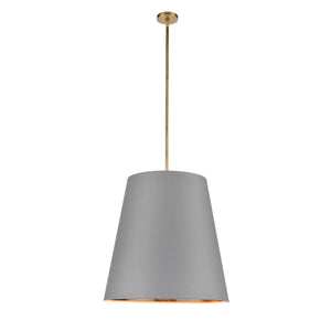 Alora - PD311025VBGG - Three Light Pendant - Calor - Gray Linen With Gold Parchment/Vintage Brass