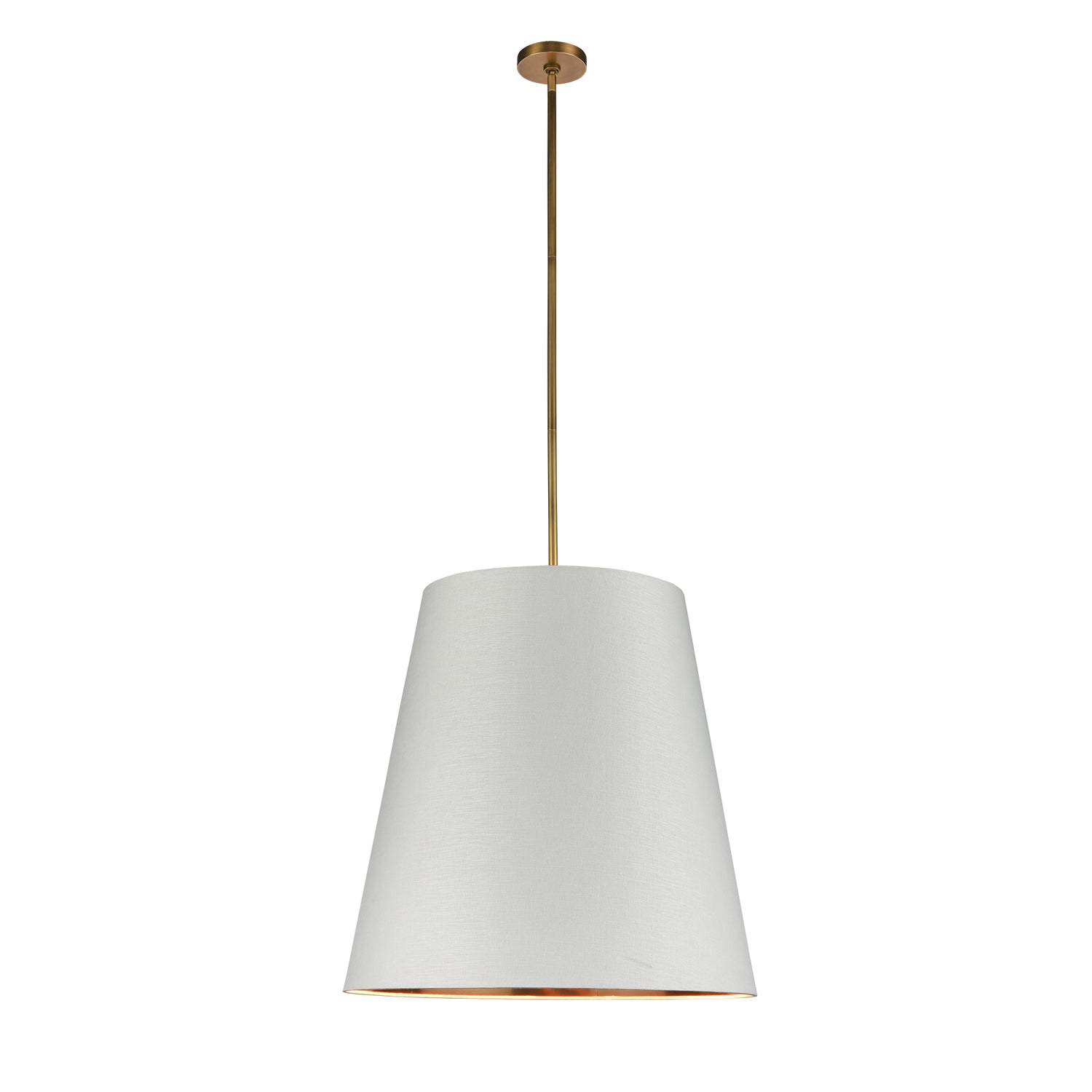 Alora - PD311025VBWG - Three Light Pendant - Calor - Vintage Brass/White Linen With Gold Parchment