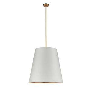 Alora - PD311025VBWG - Three Light Pendant - Calor - Vintage Brass/White Linen With Gold Parchment