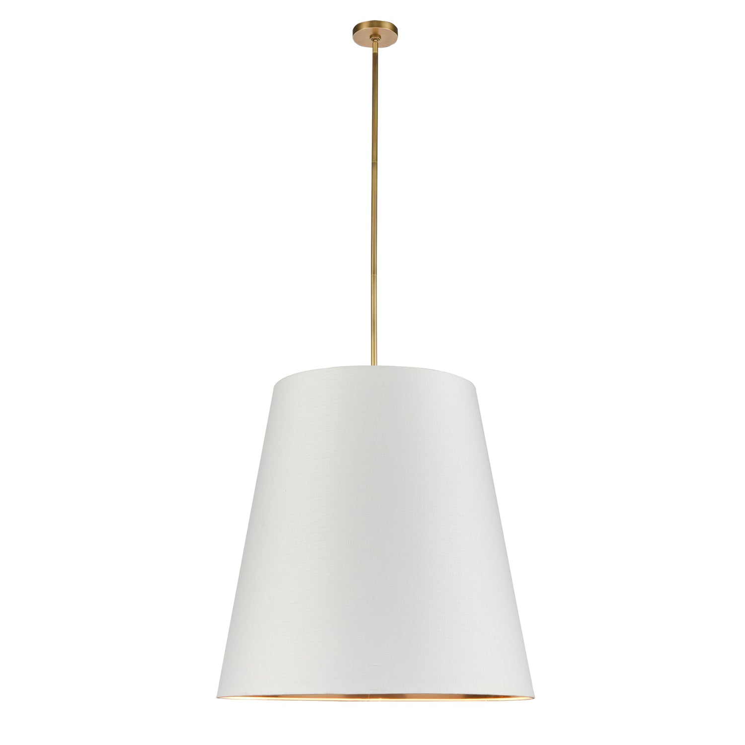 Alora - PD311030VBWG - Three Light Pendant - Calor - Vintage Brass/White Linen With Gold Parchment