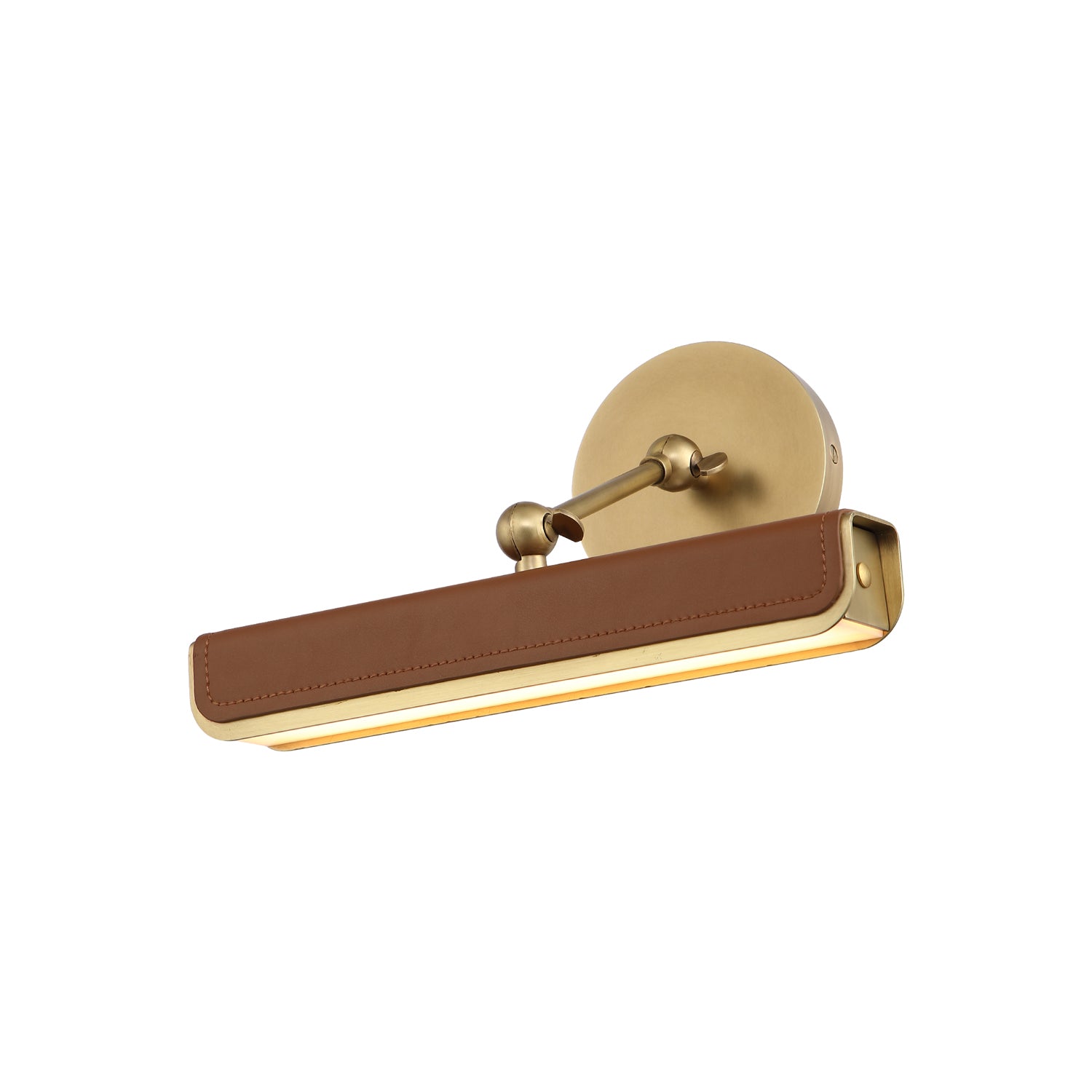 Alora - PL307912VBCL - LED Wall Sconce - Valise Picture - Vintage Brass/Cognac Leather