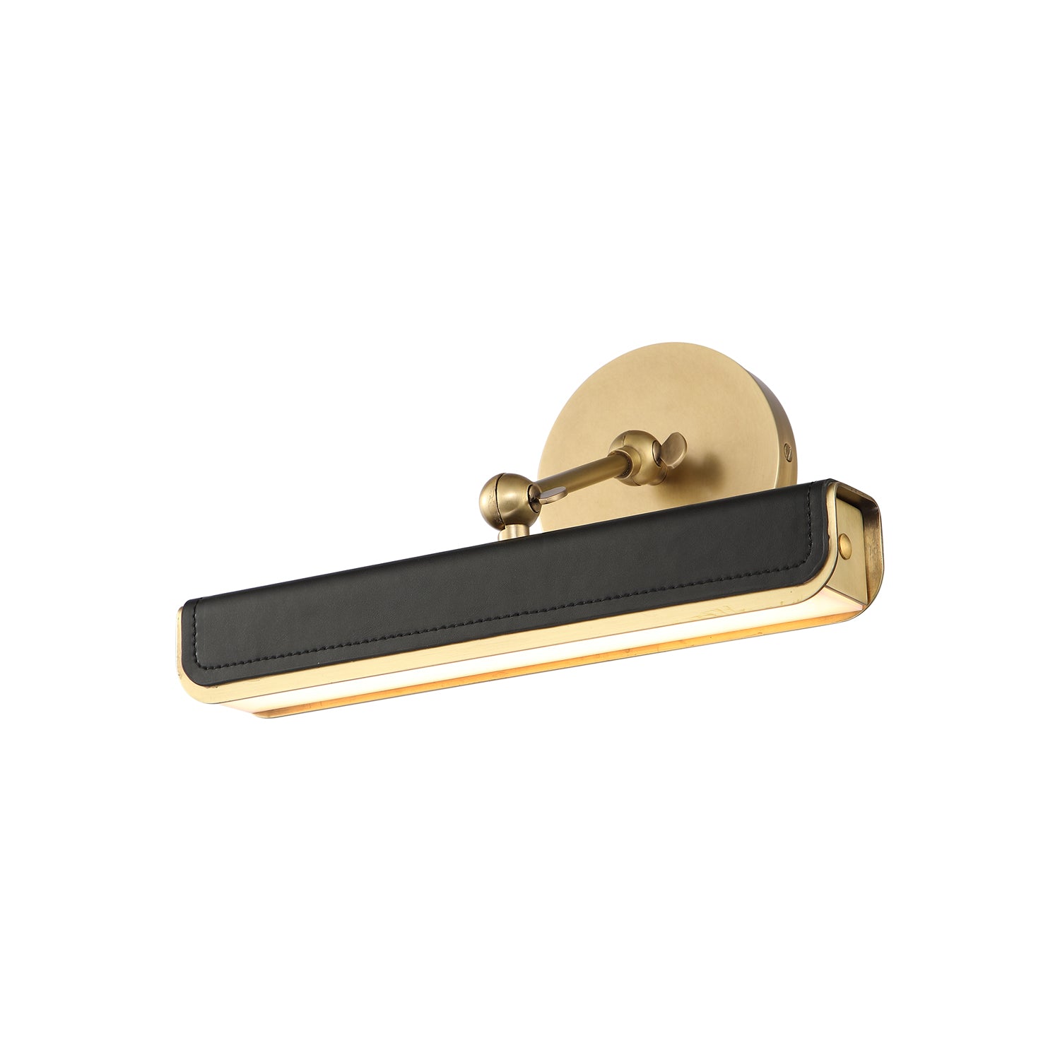 Alora - PL307912VBTL - LED Wall Sconce - Valise Picture - Vintage Brass/Tuxedo Leather