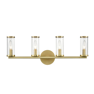 Alora - WV309044NBCG - Four Light Bathroom Fixture - Revolve - Clear Glass/Natural Brass