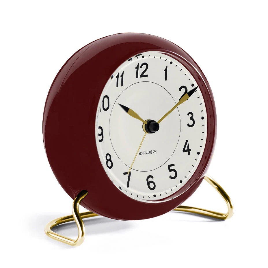 Arne Jacobsen Clocks - Arne Jacobsen - Station Alarm Clock - Burgundy