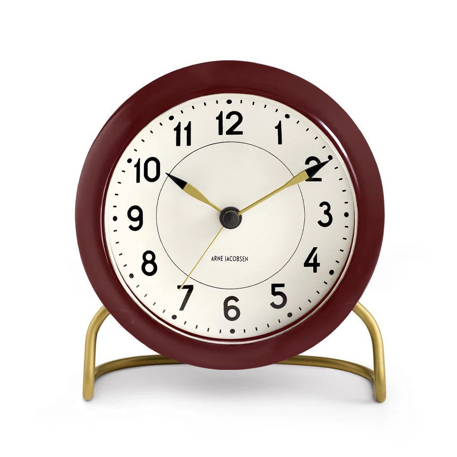 Arne Jacobsen Clocks - Arne Jacobsen - Station Alarm Clock - Burgundy