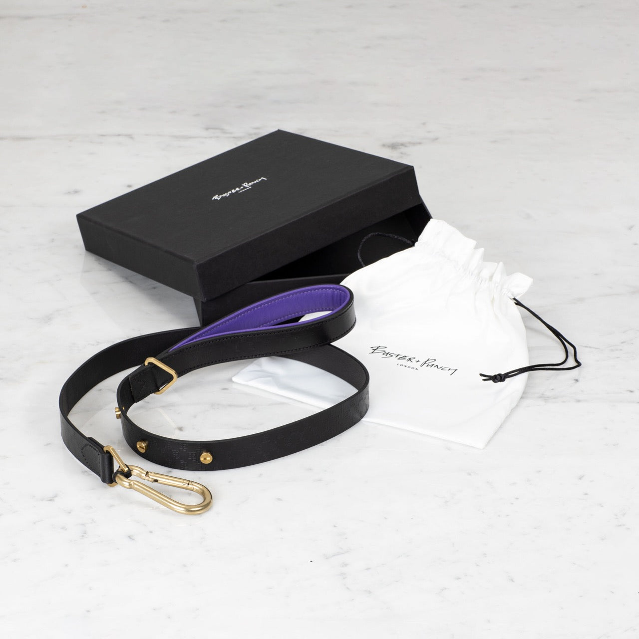 Dog Leash - Black / Purple / Brass