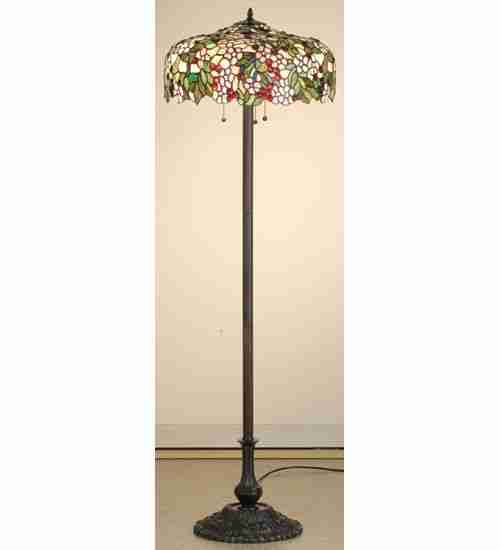 Meyda Tiffany - 66466 - Three Light Floor Lamp - Tiffany Cherry Blossom - Pewter