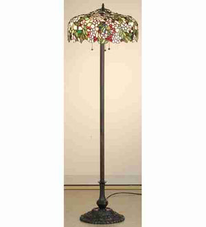 Meyda Tiffany - 66466 - Three Light Floor Lamp - Tiffany Cherry Blossom - Pewter