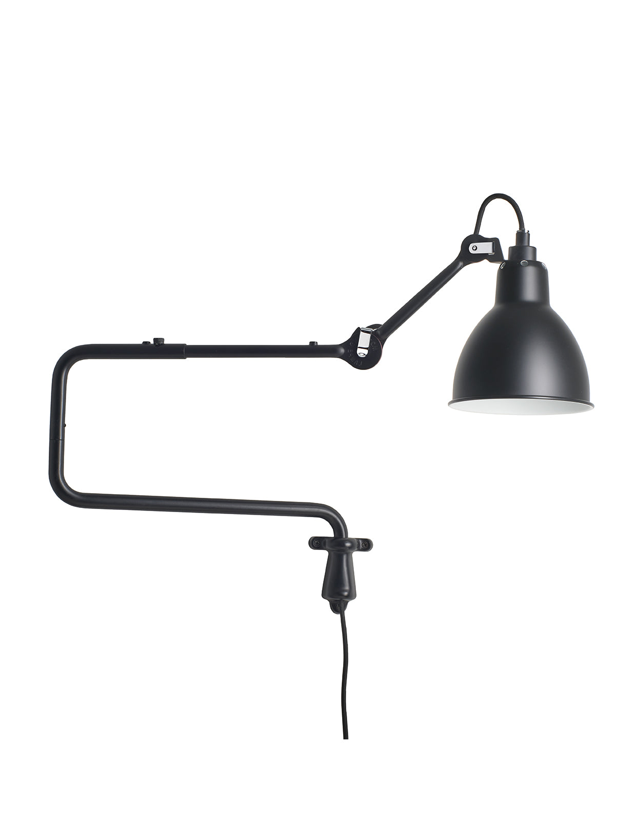 Steel wall lamp. Practical and atypical, this wall lamp can be used at the head of a bed, in a living room, on the side of a desk 