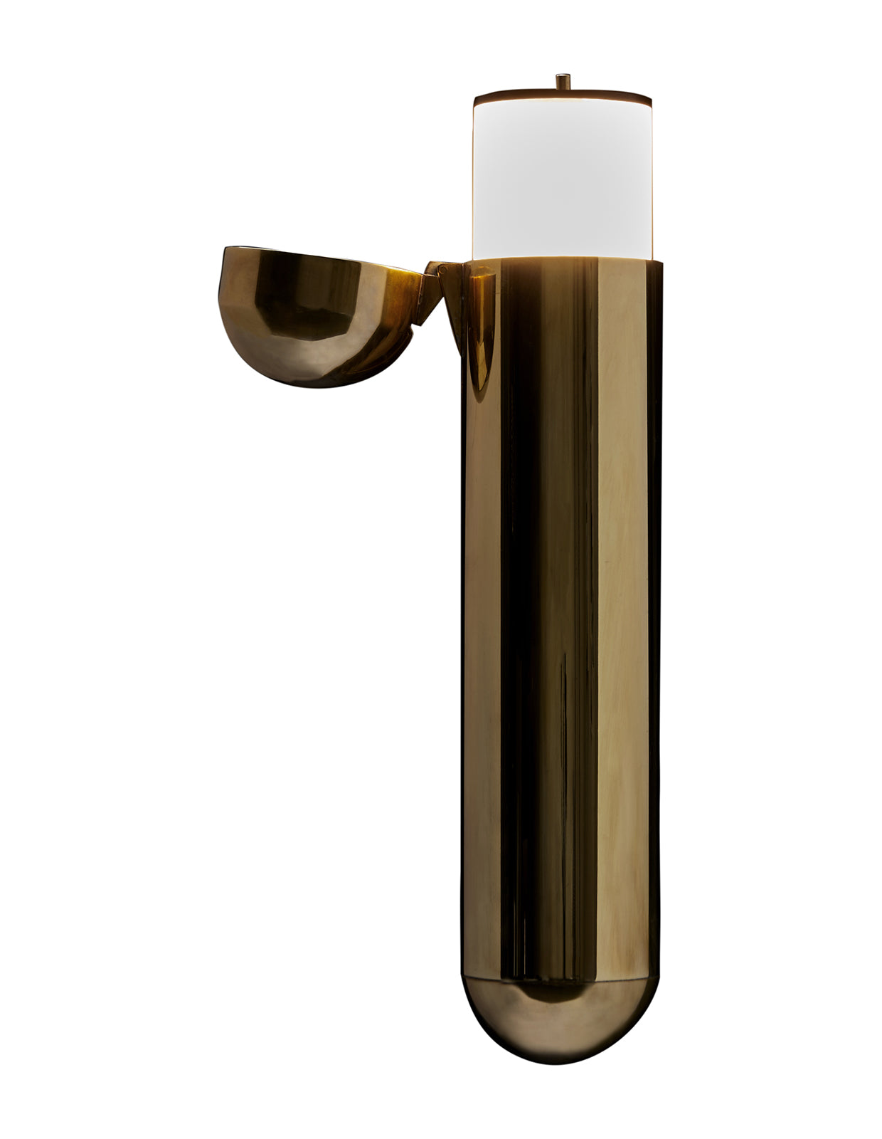 Brass wall lamp and polycarbonate diffuser. ISP Wall can be positioned horizontally or vertically at the head of the bed, in a hal